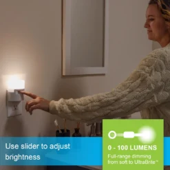 GE UltraBrite Dimmable Light Sensing LED Night Light, White