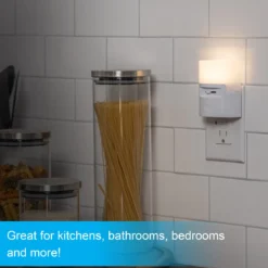 GE UltraBrite Dimmable Light Sensing LED Night Light, White