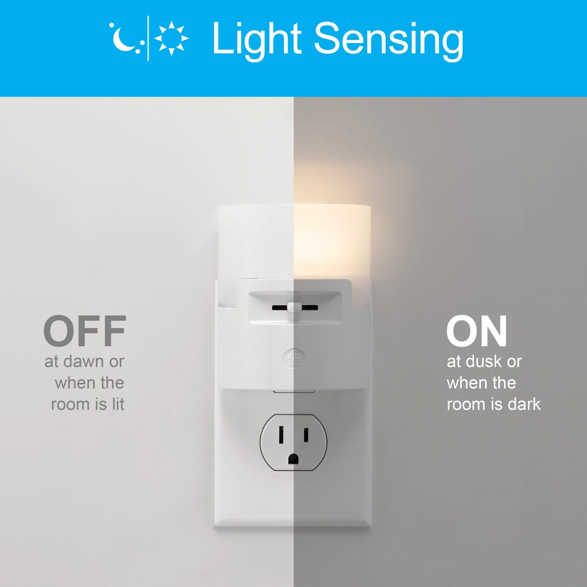 GE UltraBrite Dimmable Light Sensing LED Night Light, White