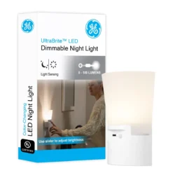 GE UltraBrite Sconce Light Sensing LED Night Light, White