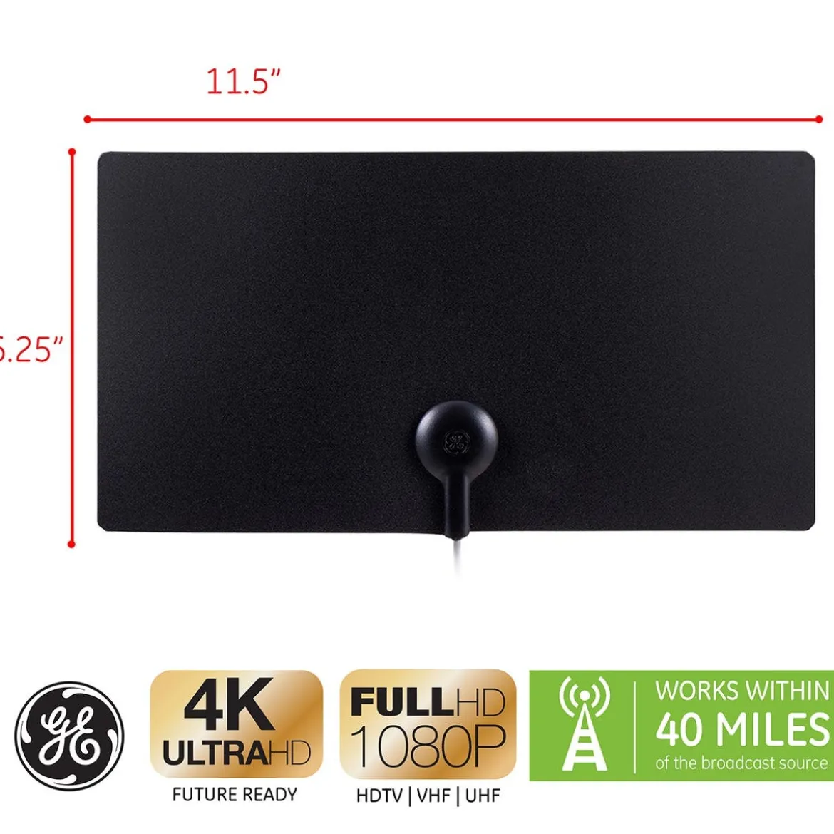 GE Ultra Edge HD Antenna, Black/White