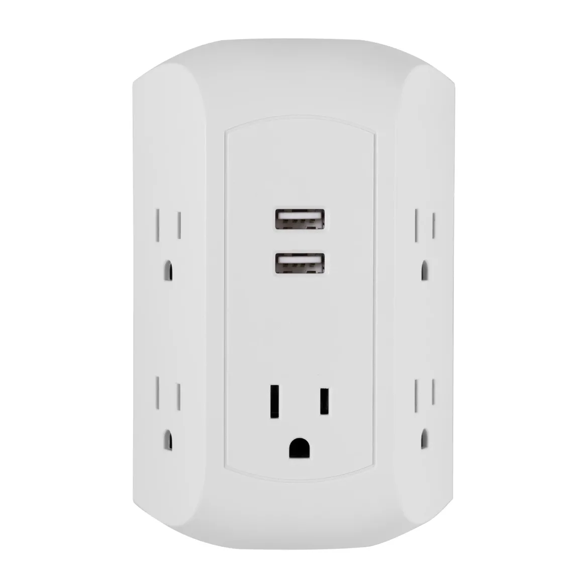 GE UltraPro 5-AC, 2-USB Side-Access Surge Protector, 560J, White