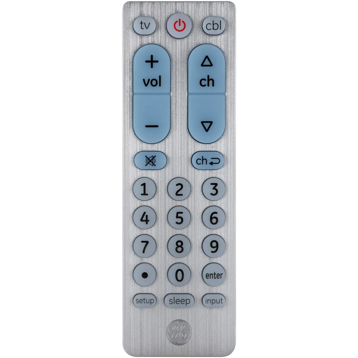 GE UltraPro 2-Device Universal Remote Control, Brushed Silver