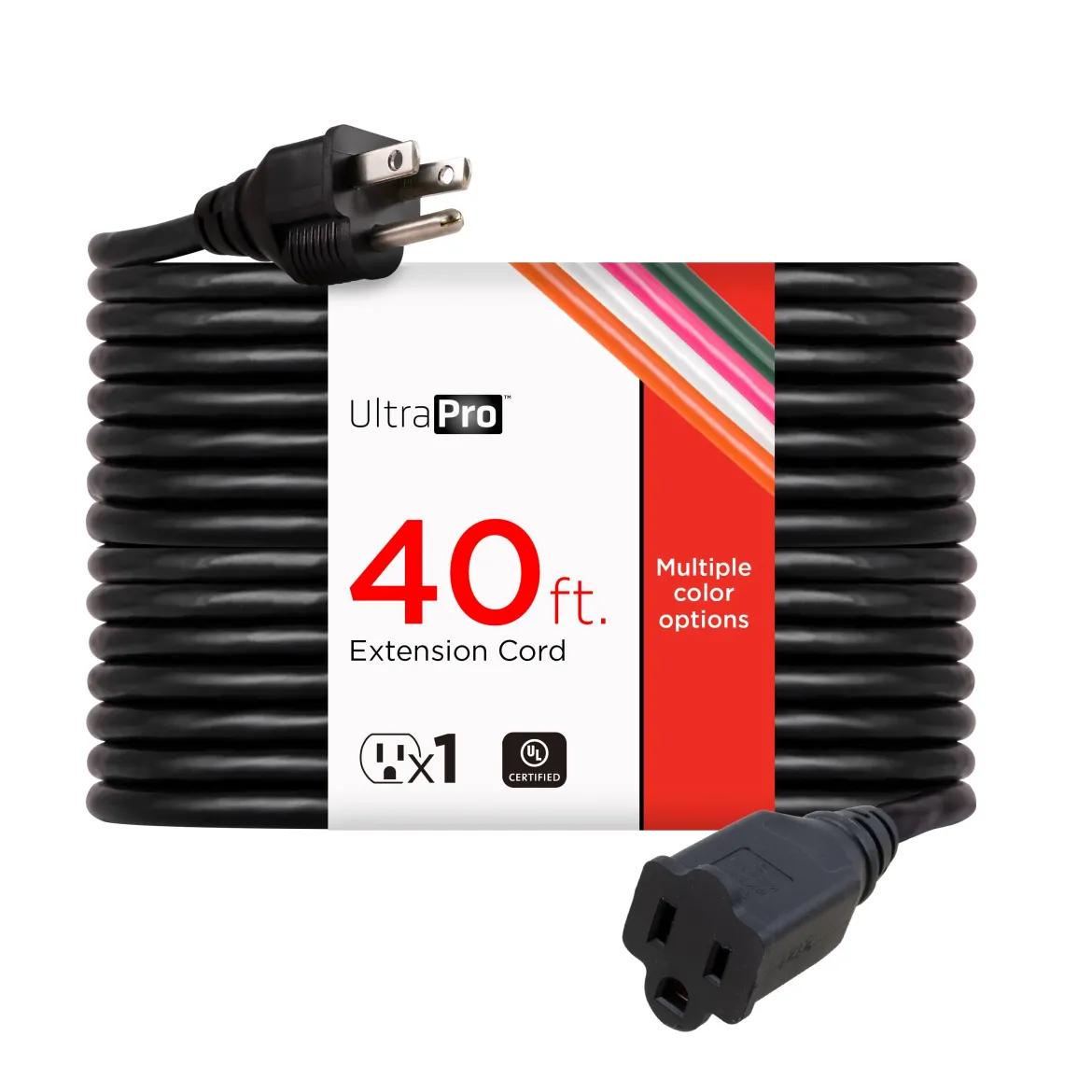 GE UltraPro 40ft. Heavy Duty Outdoor Extension Cord, Black