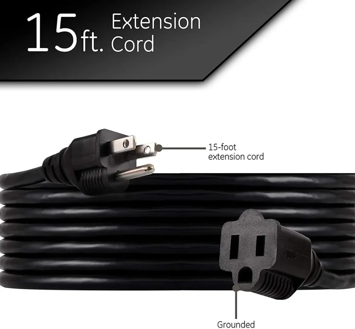 GE UltraPro 15ft. Heavy Duty Outdoor Extension Cord, Black