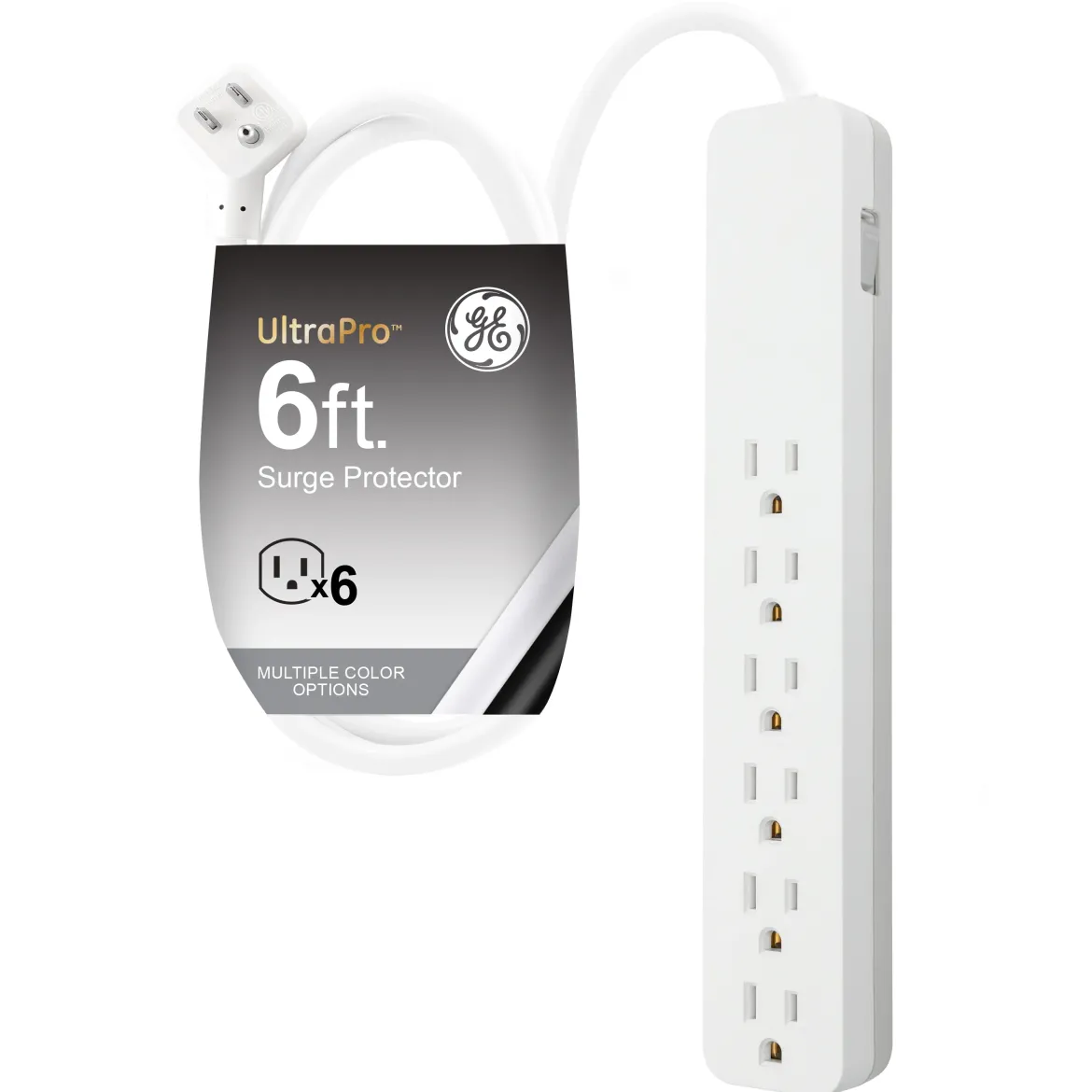 GE UltraPro 6-Outlet 6ft. Surge Protector, White