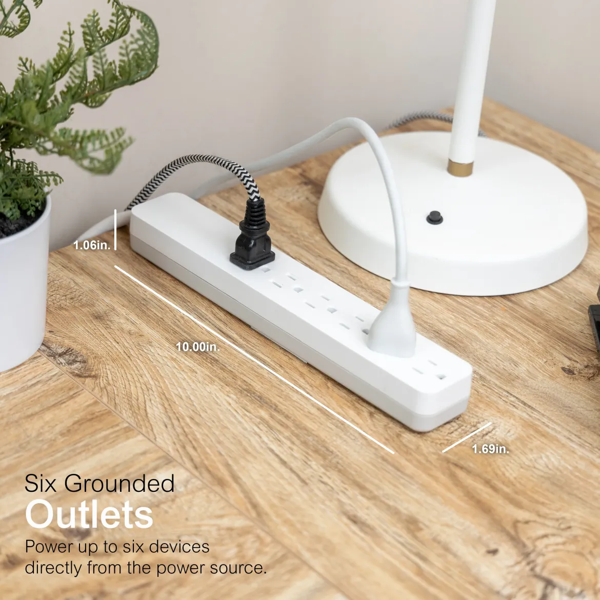 GE UltraPro 6-Outlet 6ft. Surge Protector, White