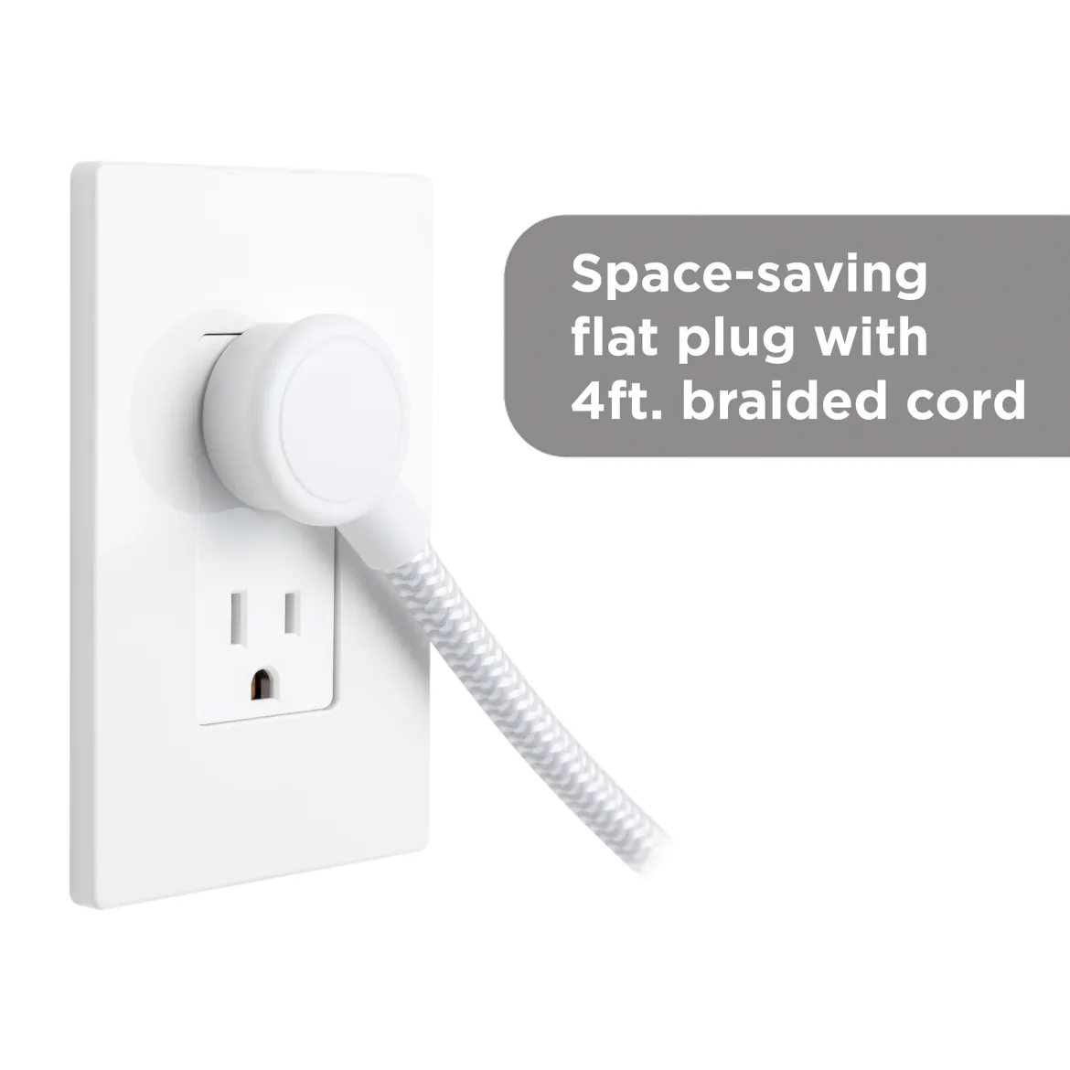 GE UltraPro 10-Outlet Surge Protector, 2100 Joules, 4ft Braided Extension Cord, Flat Plug, Gray/White