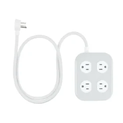 GE UltraPro 10-Outlet Surge Protector, 2100 Joules, 4ft Braided Extension Cord, Flat Plug, Gray/White
