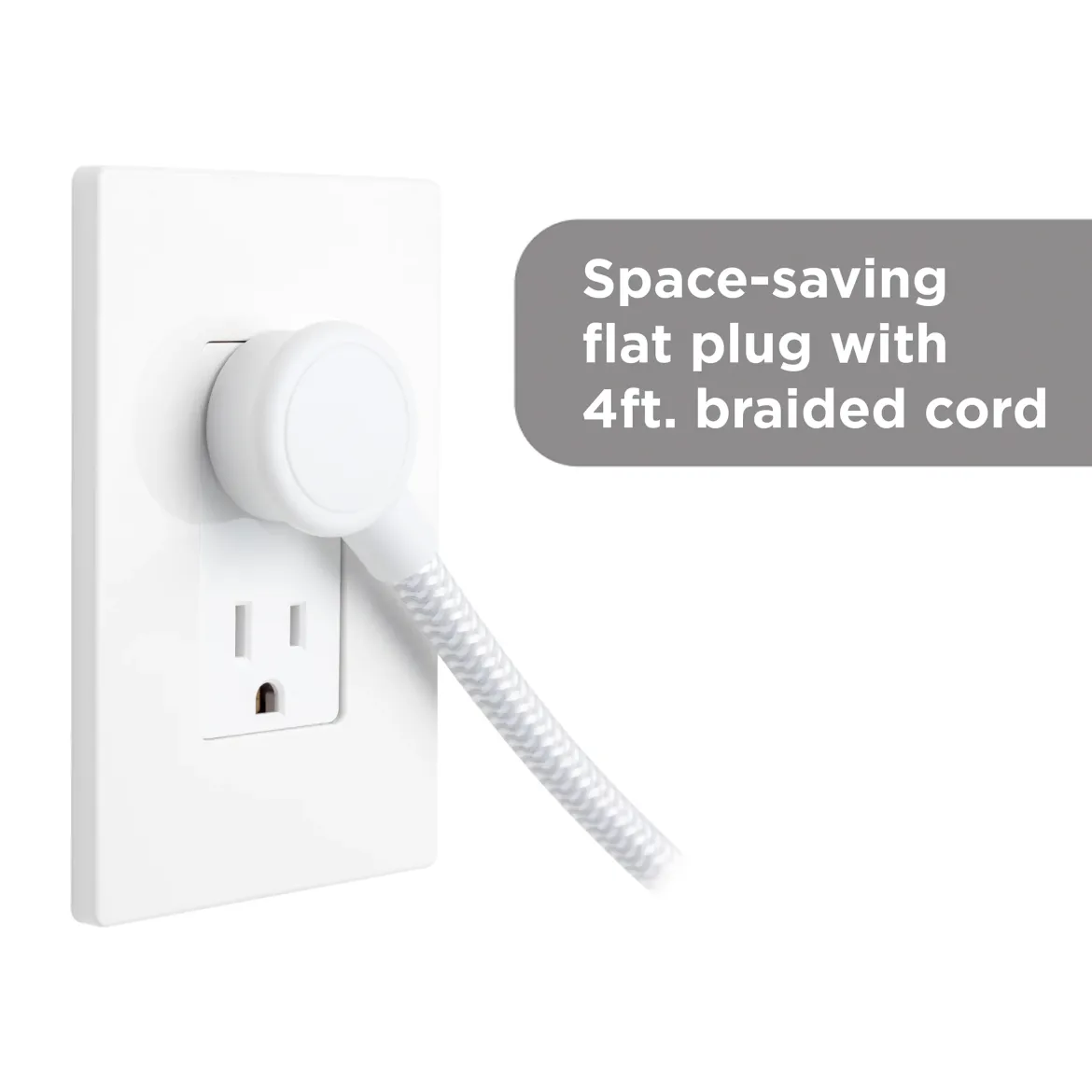 GE UltraPro 12-Outlet Surge Protector, 2100 Joules, 4ft Braided Extension Cord, Flat Plug, Gray/White