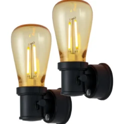 GE Vintage Light Sensing LED Night Light, 2 Pack, Black
