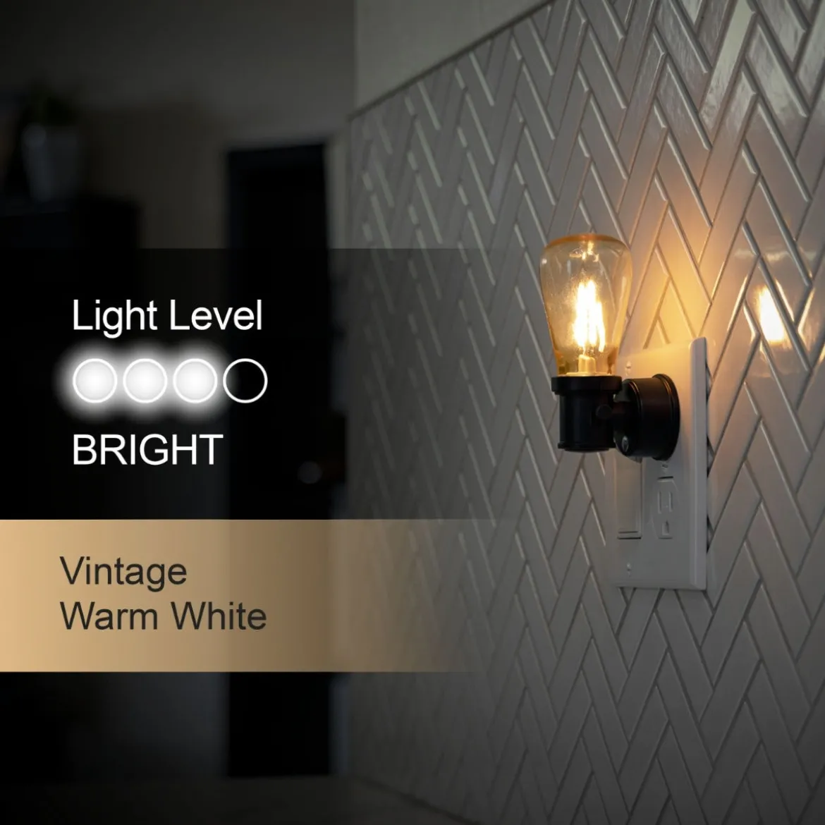 GE Vintage Light Sensing LED Night Light, 2 Pack, Black