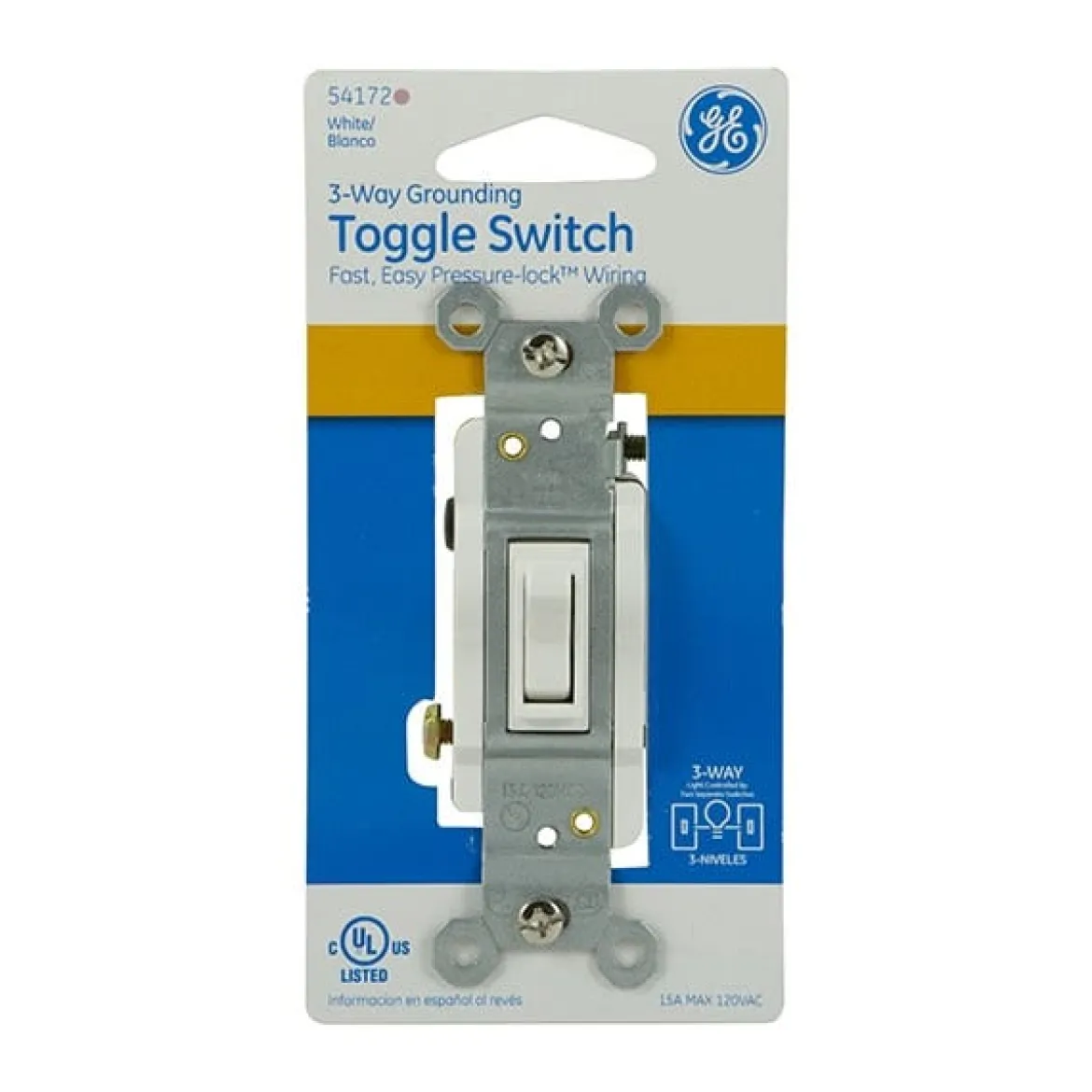GE 3-Way Grounding Toggle Switch, White