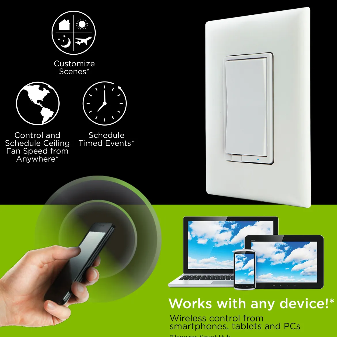 Jasco Z-Wave In-Wall Smart Fan Control, White
