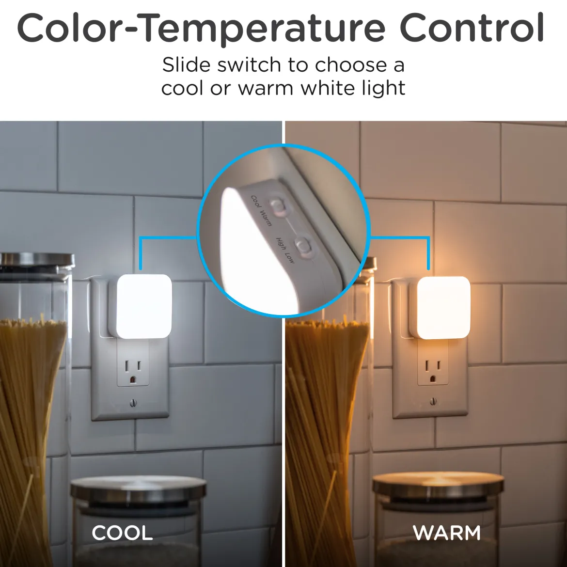 Lights by Night Adjustable LED Night Light, CCT, Dimmable, 2 Pack