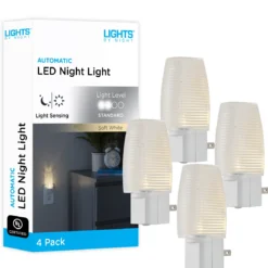 Lights by Night Light Sensing LED Night Light, 4 Pack, White