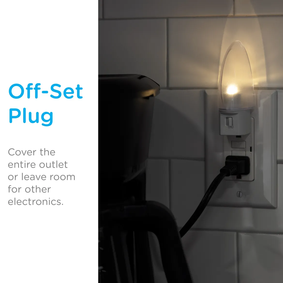 Lights By Night Manual On/Off LED Night Light, White