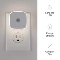 Lights by Night Mini Motion Sensing LED Night Light, 2 Pack, White