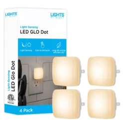 Lights by Night Square GLO Dot LED Night Light, White, 4 Pack