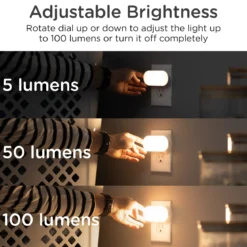 Lights by Night UltraBrite Light Sensing LED Dimmable Mini Night Light, 2 Pack