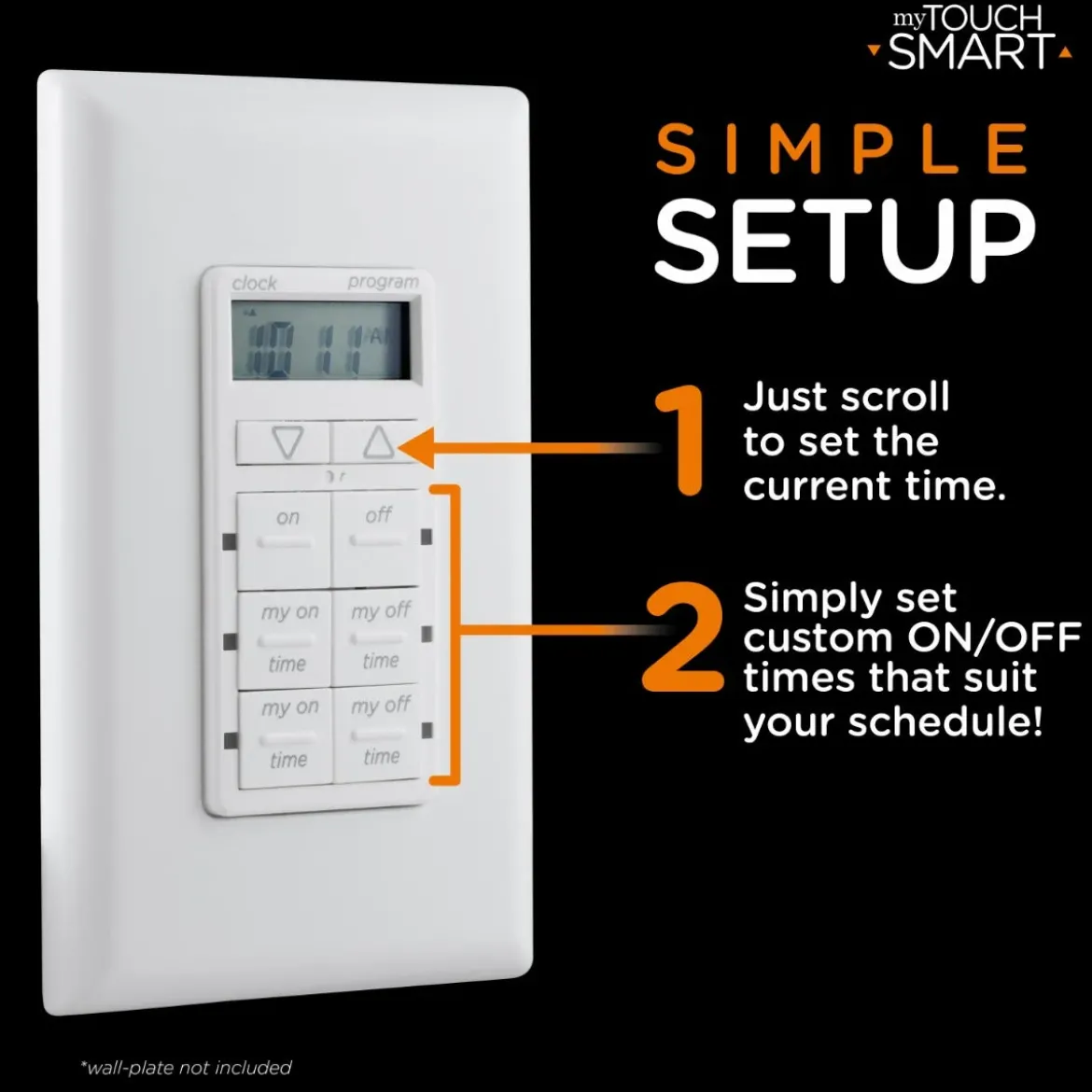 myTouchSmart Indoor In-Wall Simple Set Digital Timer, White