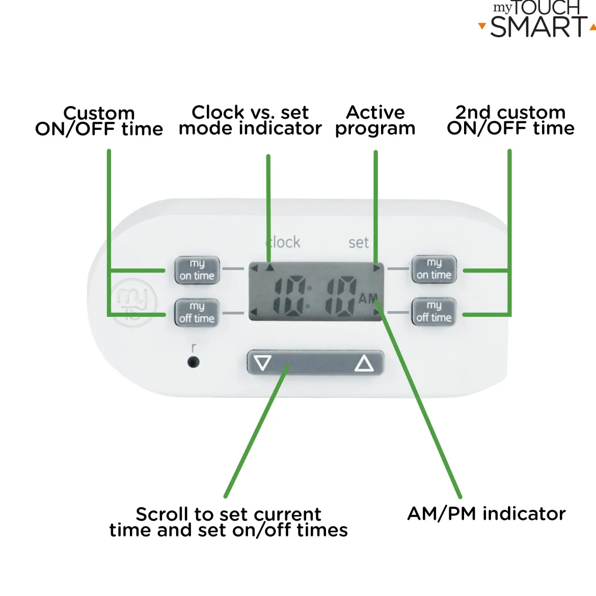 myTouchSmart Indoor Plug-In Simple Set Digital Bar Timer, White
