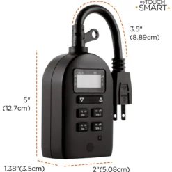 myTouchSmart Simple Set Digital Timer, Outdoor, 1 Grounded Outlet, Black