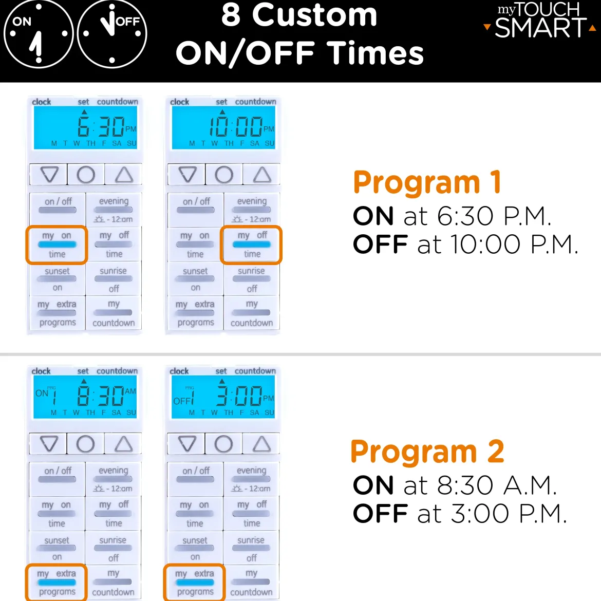 myTouchSmart SunSmart Indoor In-Wall All-in-One Digital Timer, White