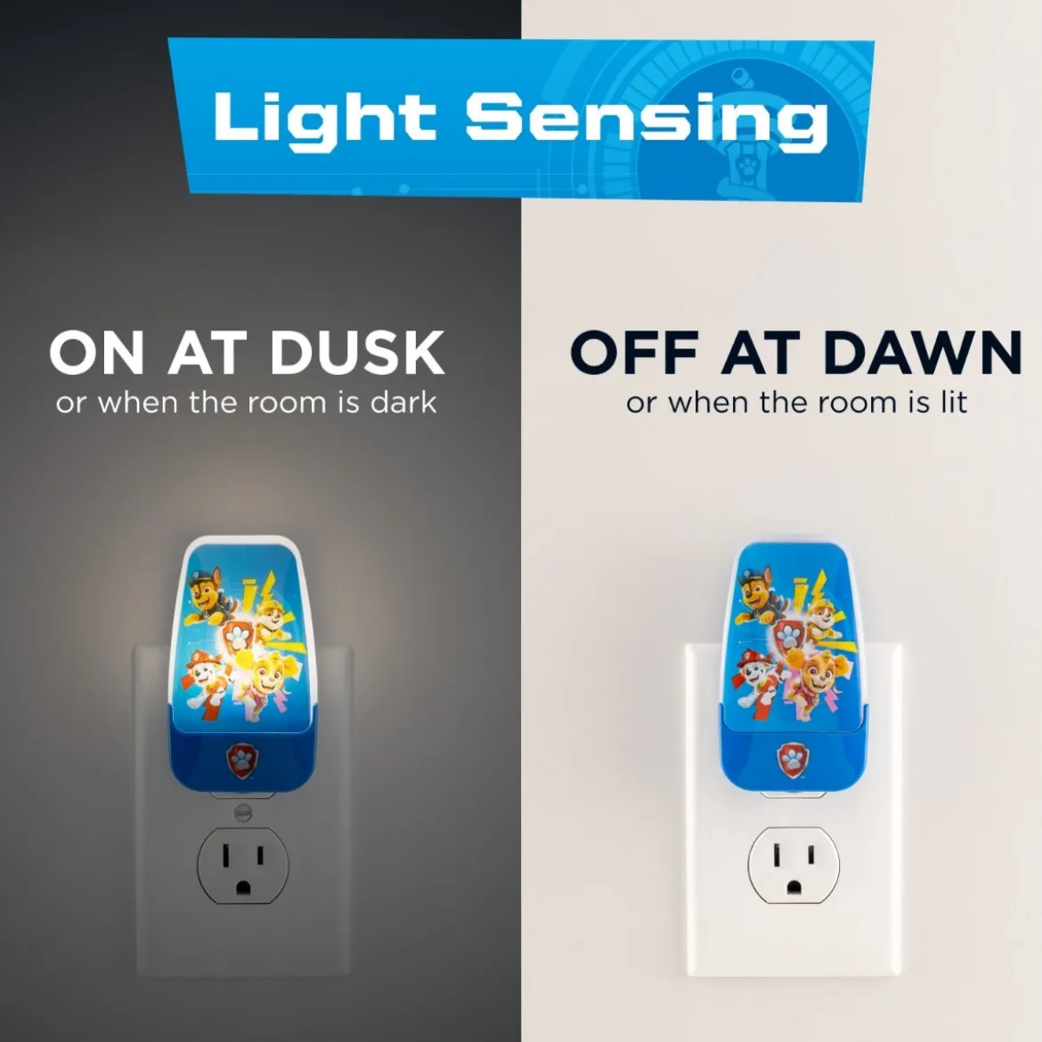 Nickelodeon Paw Patrol Light Sensing LED Night Light, Blue