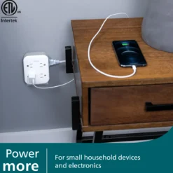 Philips All-in-One 4 Grounded plus 4 Polarized Outlet Surge Tap, 1140J, white/gray