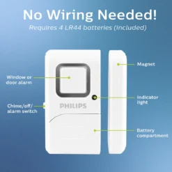 Philips Battery Operated Door Alarm, 2 Pack, White