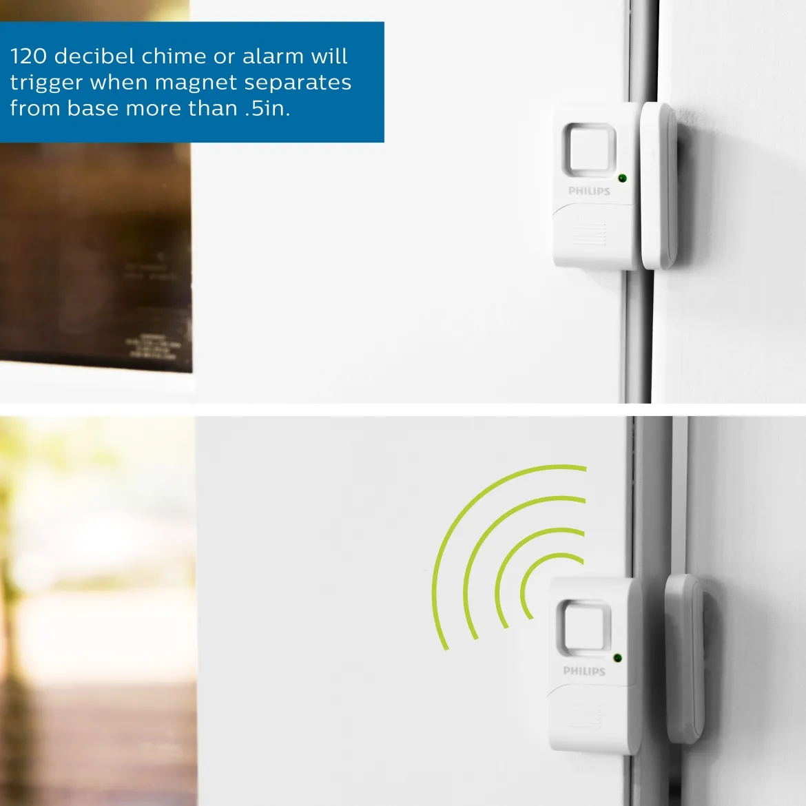 Philips Battery Operated Door Alarm, 2 Pack, White