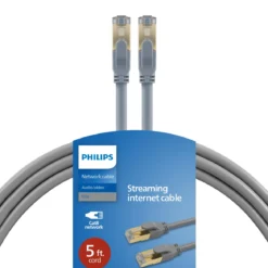 Philips Cat8 Streaming Internet Cable, Gray, 5ft.