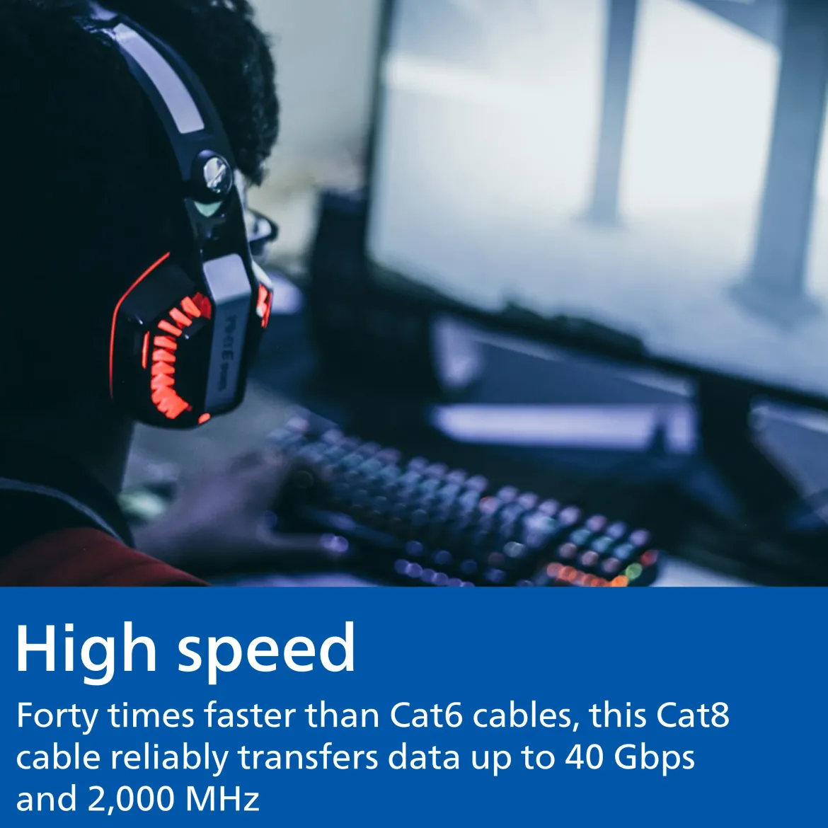 Philips Cat8 Streaming Internet Cable, Gray, 20ft.