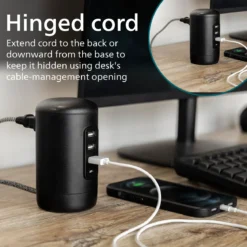 Philips Desktop Power Hub, 2 outlets, 3 USB-A, 1 USB-C, 5ft. cord, black