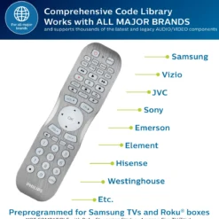 Philips 8-Device Backlit Universal Remote, Brushed Graphite