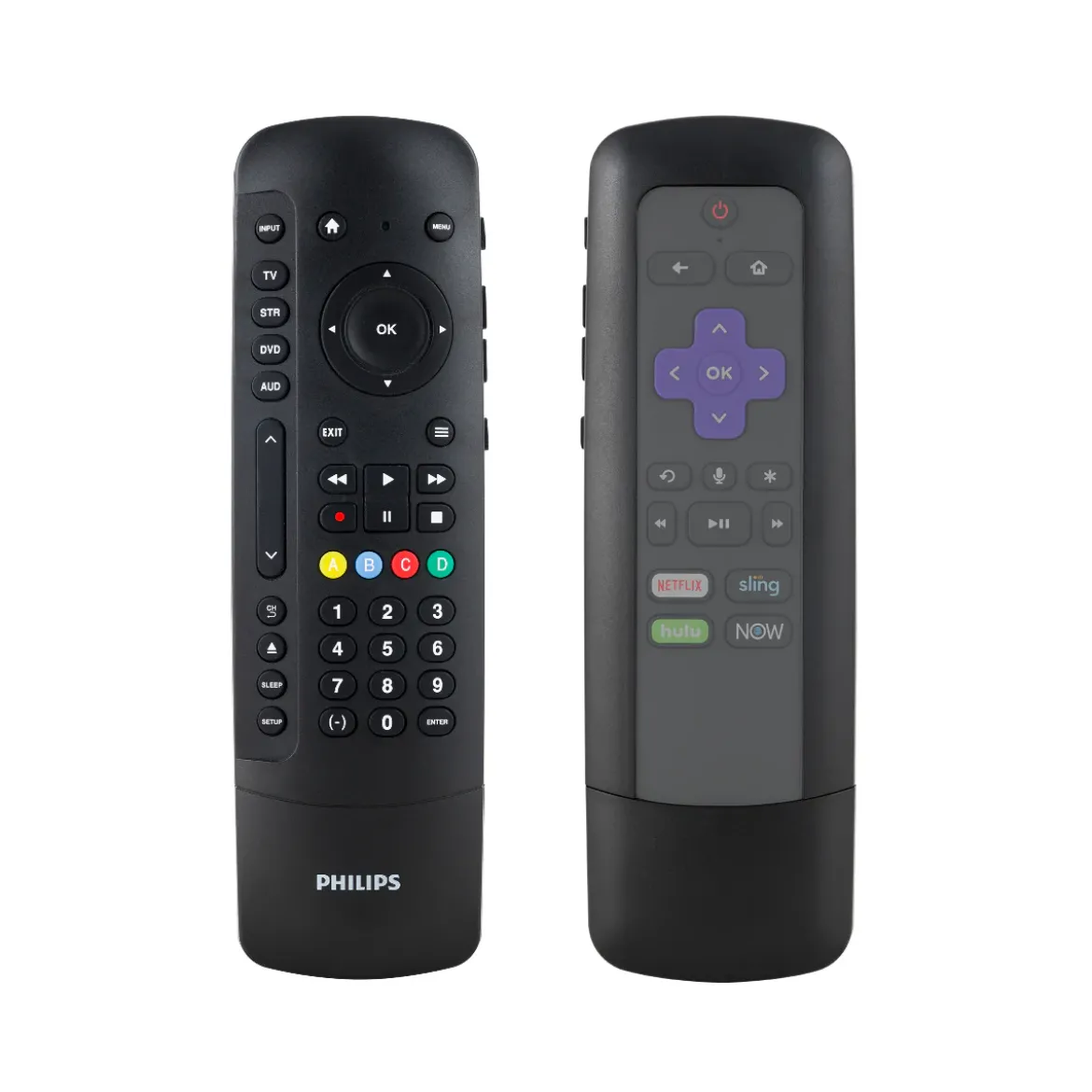 Philips 4-Device Universal Companion Remote for Roku with Flip and Slide Cradle, Black