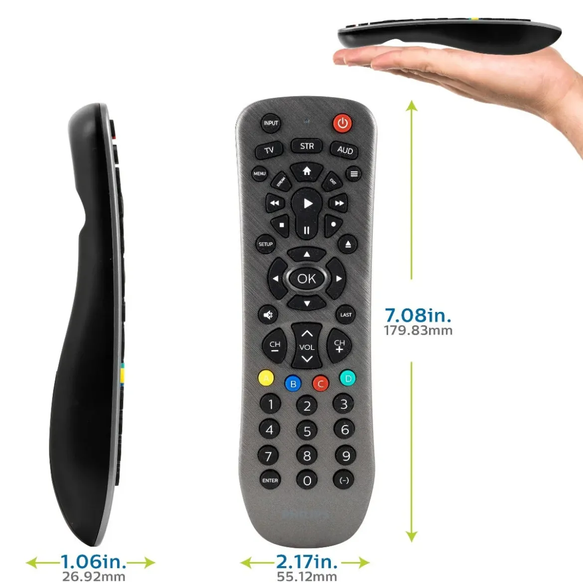 Philips 3-Device Universal Remote, Brushed Graphite