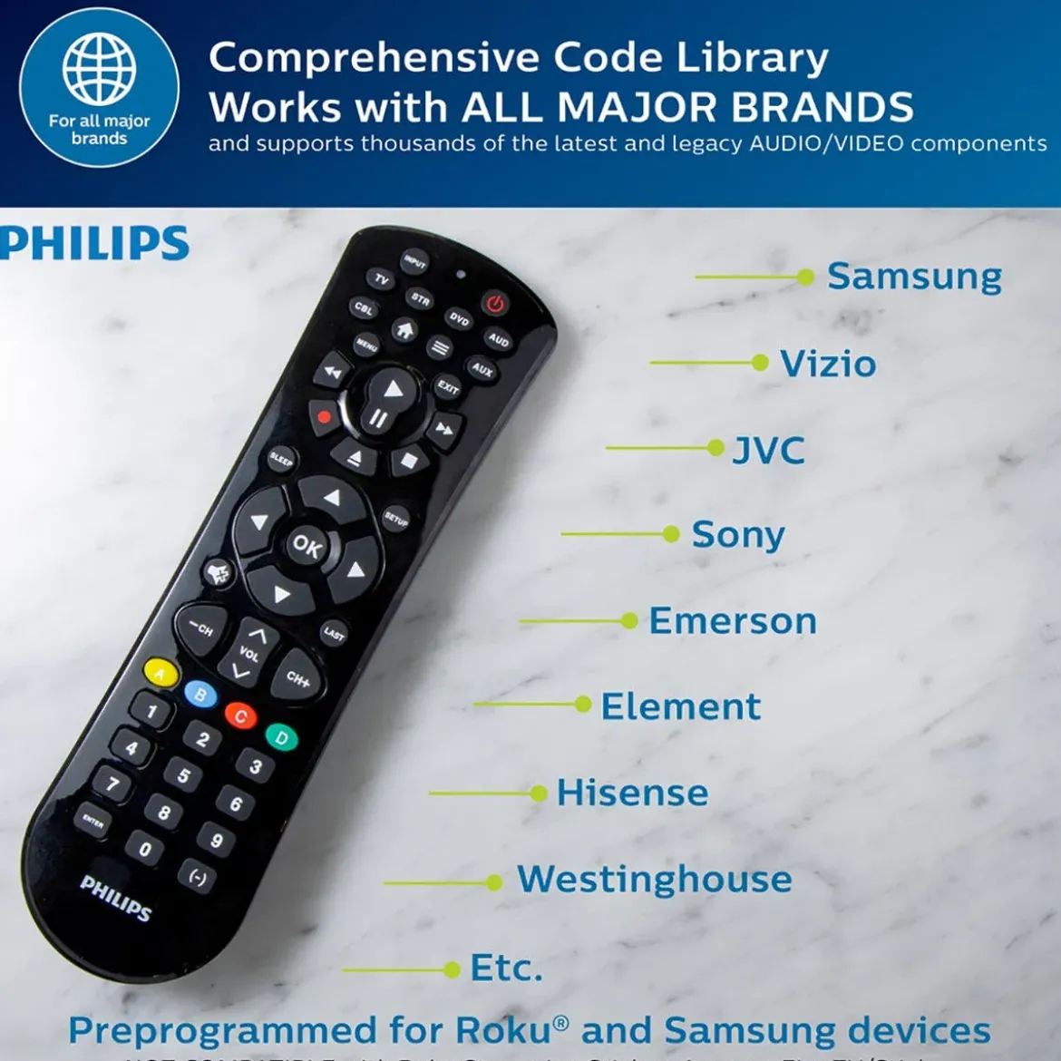 Philips 6-Device Universal Remote, Black