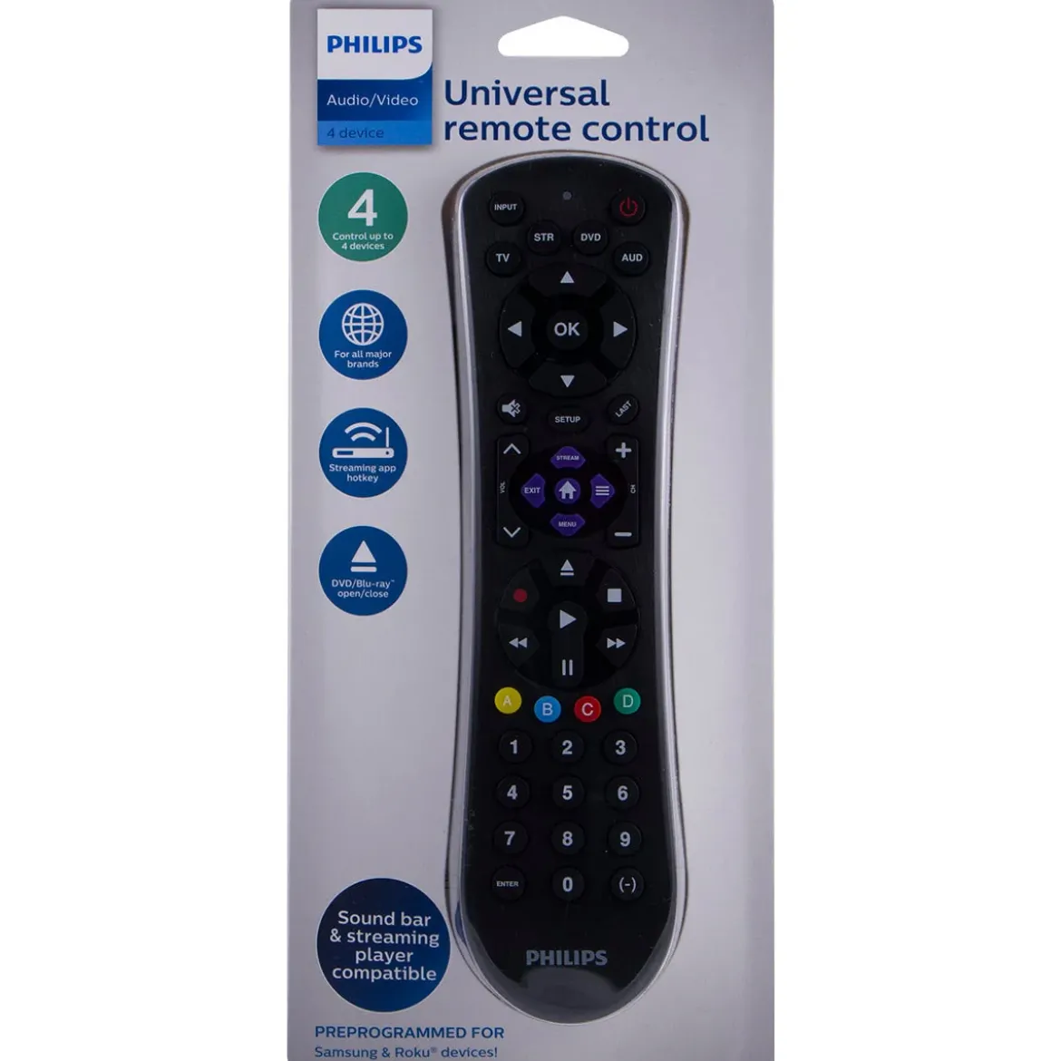 Philips 4-Device Universal Remote, Black