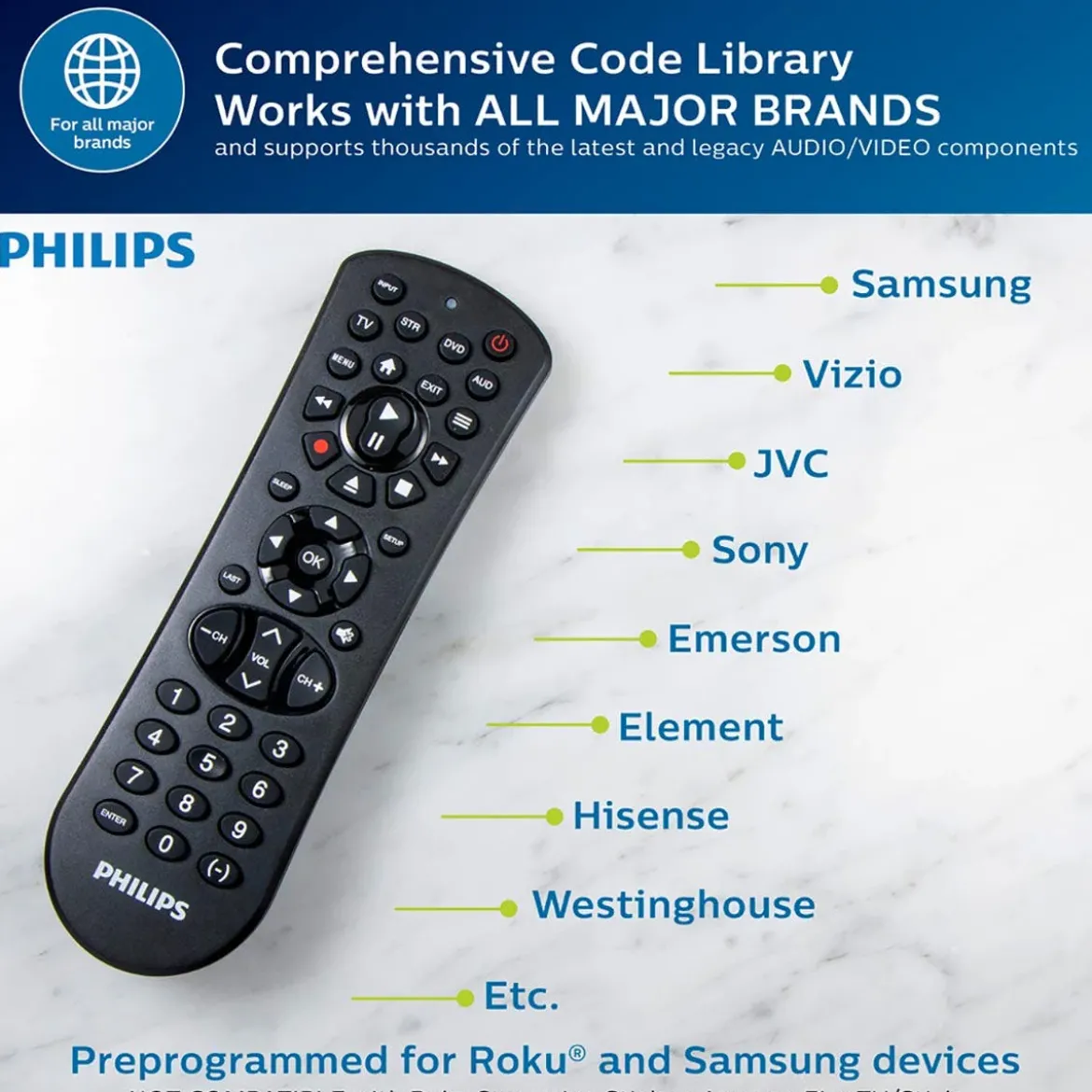 Philips 4-Device Universal Remote, Black