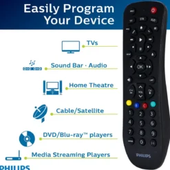 Philips 3-Device Universal Remote, Brushed Black