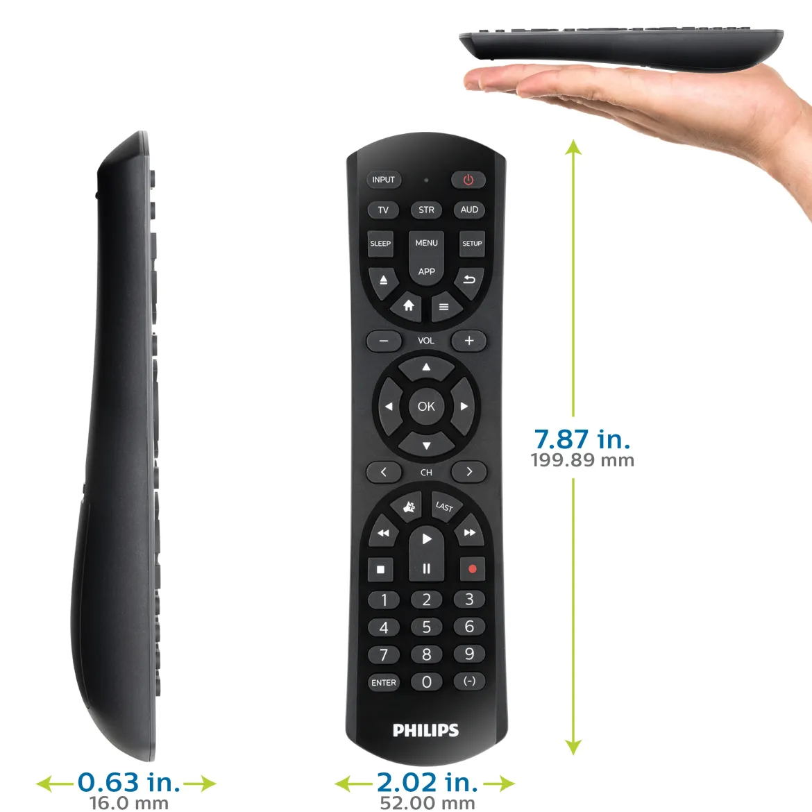 Philips 3-Device Universal Remote, 2-Tone Black