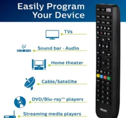 Philips 4-Device Universal Vizio Replacement Remote, Black