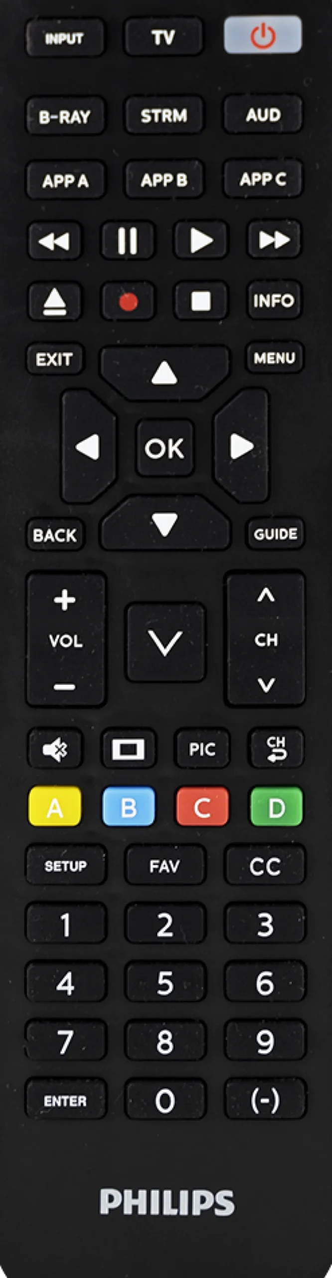 Philips 4-Device Universal Vizio Replacement Remote, Black