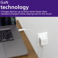 Philips Dual Port USB-C Laptop Wall Charger, White