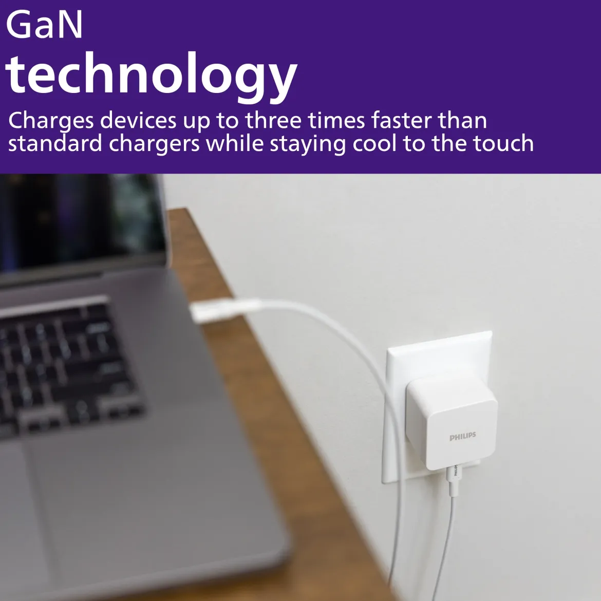 Philips Dual Port USB-C Laptop Wall Charger, White