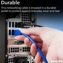 Philips Elite Cat6 Streaming Internet Cable, 7ft., Blue