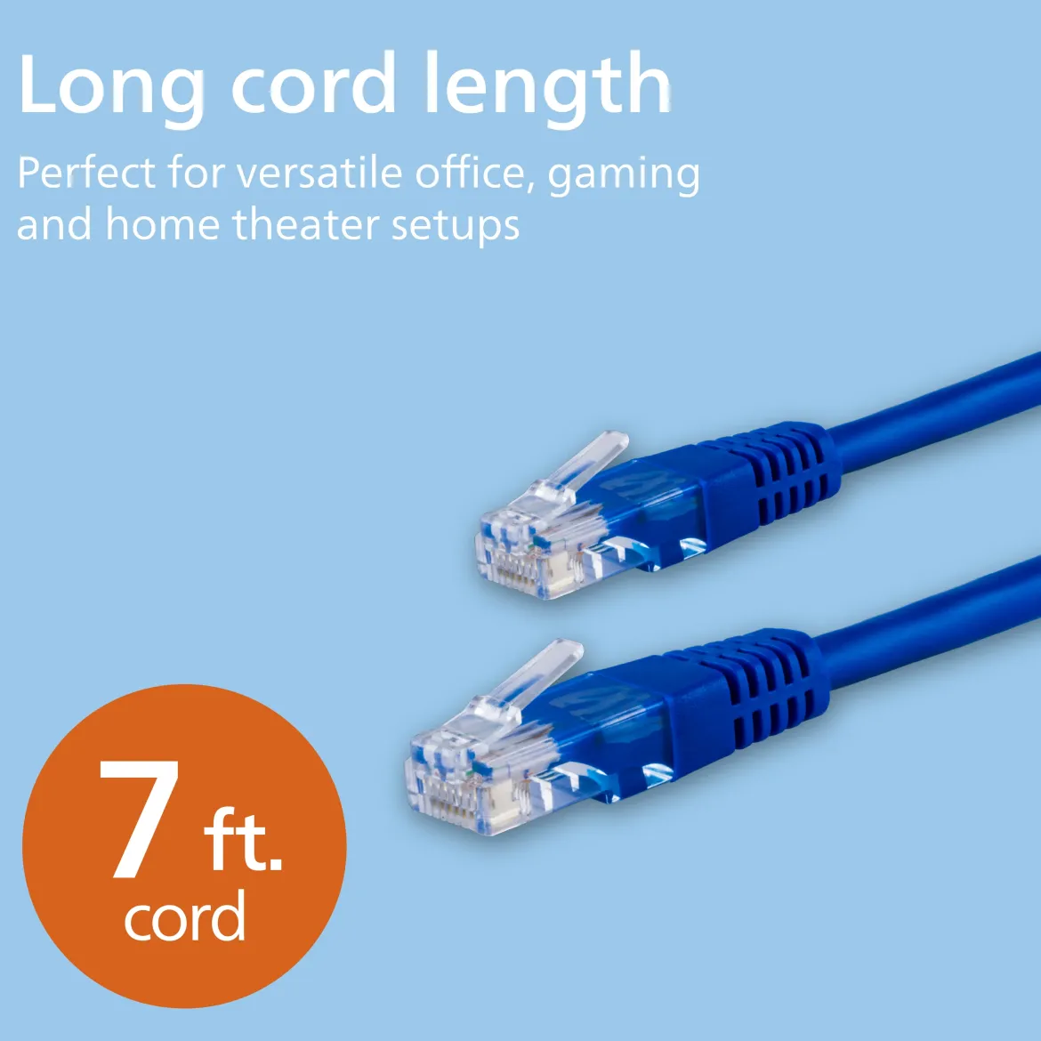 Philips Elite Cat6 Streaming Internet Cable, 7ft., Blue