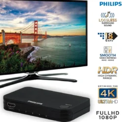 Philips Elite 4-Port HDMI Splitter Switch with Wireless Remote, Black